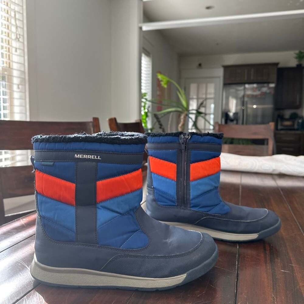 Merrell Alpine Puffer Blue Orange Waterproof Boots Size 7 Womens